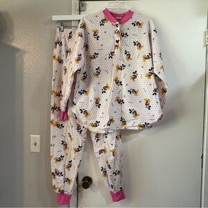 Vintage Disney Mickey Mouse Pajama Set Joggers All Over Print Novelty Rare M